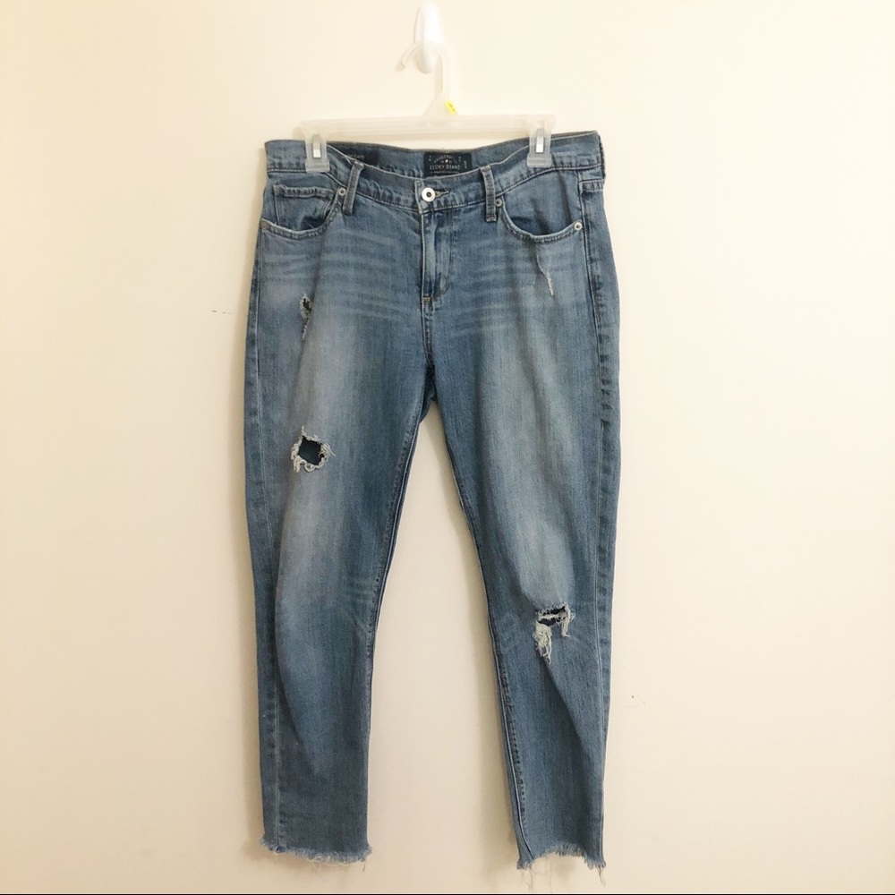 Lucky Brand Brooke Capri Raw Hem Jeans Sz 6/28 Distressed